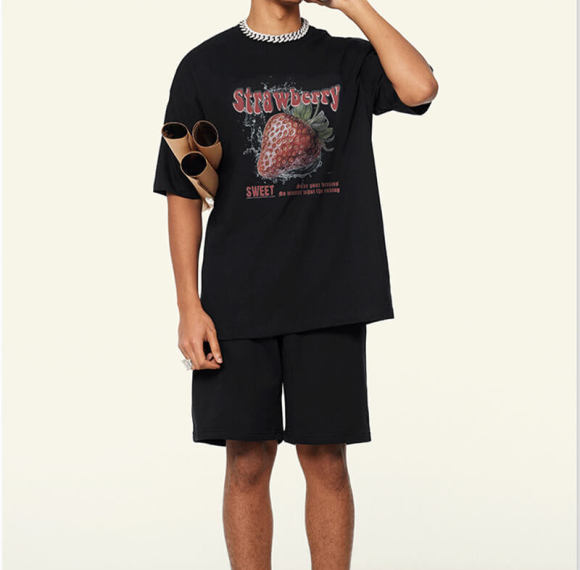 Custom Fruit Print Casual Street T-Shirt | 230GSM, Cool Feeling Fabric, Short Sleeve, Boxy Fit | Custom Dark Art T-Shirt