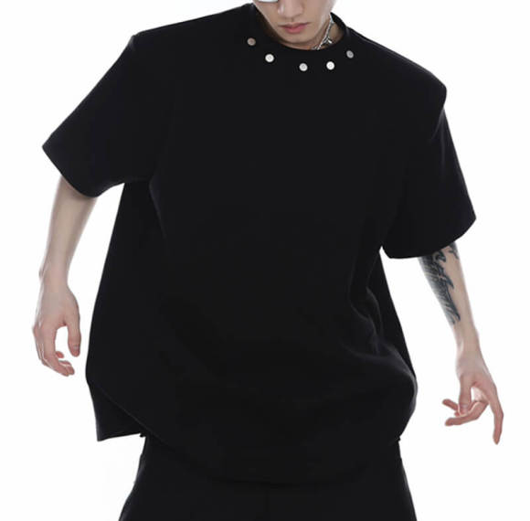 Custom Metal Button Design T-shirts | 240GSM, 100% Cotton, Short Sleeve, Oversized Fit | Custom Dark Art T-Shirt