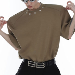 Custom Metal Button Design T-shirts | 240GSM, 100% Cotton, Short Sleeve, Oversized Fit | Custom Dark Art T-Shirt