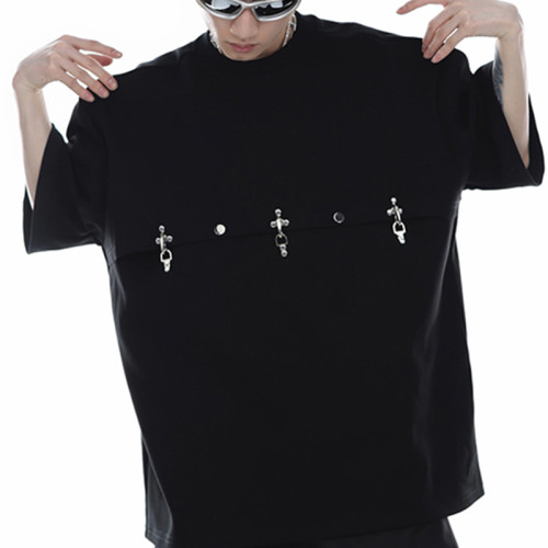 Custom Deconstructed Punk Style T-Shirt | 240GSM, 65% Polyester 35% Cotton, Short Sleeve, Oversized Fit | Custom Dark Art T-Shirt