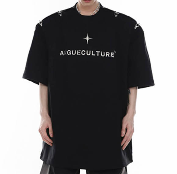 Custom Patchwork Punk Style T-Shirt | 240GSM, 100% Cotton, Short Sleeve, Oversized Fit | Custom Dark Art T-Shirt