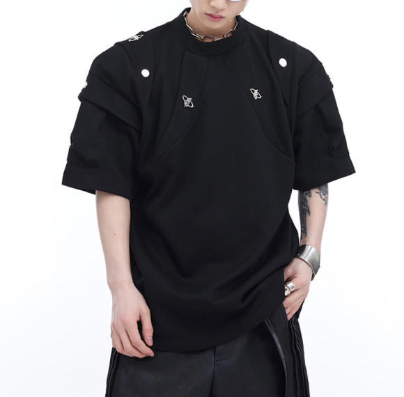 Custom Deconstructed Design Street Style T-Shirt | 280GSM, 65% Polyester 35% Cotton, Oversized Fit | Custom Dark Art T-Shirt