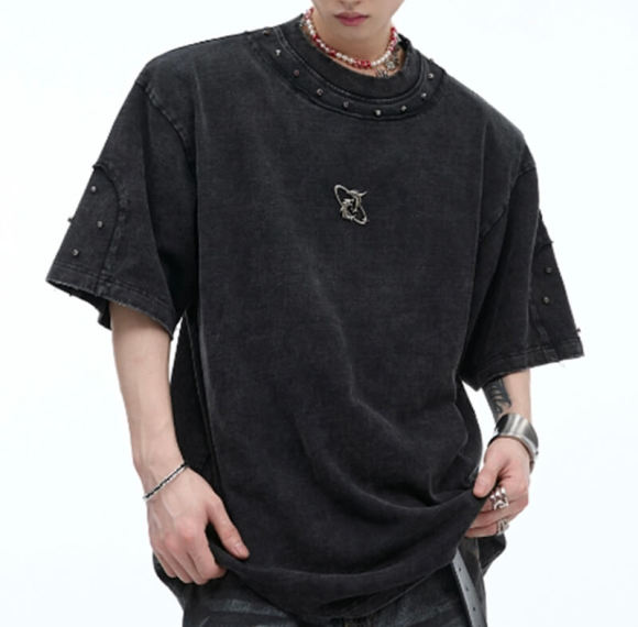 Custom Vintage Washed Street Style T-Shirt | 280GSM, 100% Cotton, Short Sleeve, Oversized Fit | Dark Style T-Shirt Design