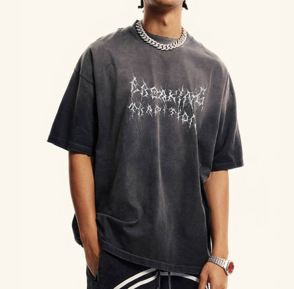 Custom Vintage Washed Gradient Street T-Shirt | 280GSM, 100% Cotton, Short Sleeve, Boxy Fit | Street Style T-Shirt Design