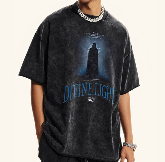 Custom Heavyweight Washed Printed T-shirt | 310GSM, 100% Cotton, Short Sleeve, Boxy Fit | Street Style T-Shirt Design