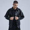 Custom Artificial Leather Lapel Long Sleeve Jacket | Street Style | Touches Dark Original Design Jacket