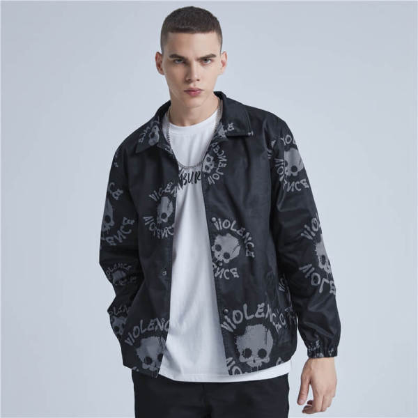 Customized Skull Print Lapel Jacket | Dark Street Style | Touches Dark Original Design Jacket