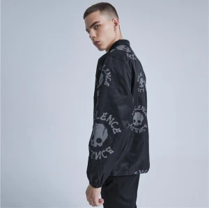 ORI-RW220326 All Over Print Skull Nylon Coaches Jacket | Dark Street Style | Custom Jacket Manufacturer | 50 PCS MOQ