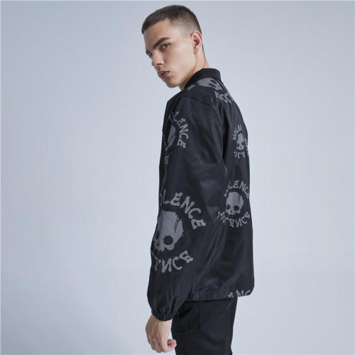 ORI-RW220326 Nylon-Trainerjacke mit Totenkopf-Print | Dunkler Streetstyle | Hersteller von kundenspezifischen Jacken | Mindestbestellmenge 50 Stück