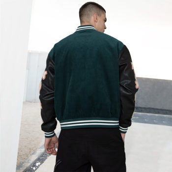 Custom Skeleton Printed Embroidery Baseball Jacket | Embroidery & Towel Embroidery | Corduroy Fabric