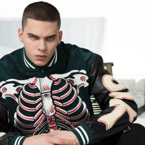 Custom Skeleton Pattern Color Block Varsity Jacket | Dark Street Style | Touches Dark Original Design Baseball Jacket