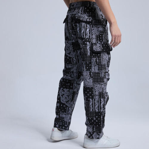 Custom Cashew Flower Multi-Pocket Cargo Pants | Street Style Pants | Touches Dark Original Design Street Style Pants