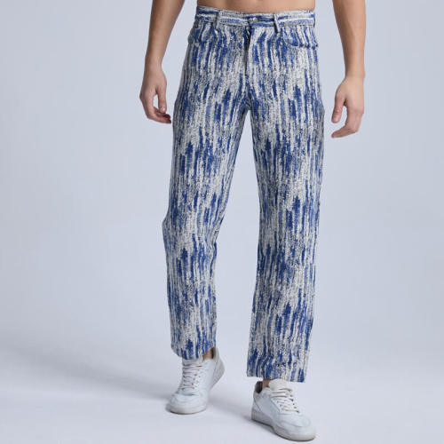 Custom Stripe Printed Straight Leg Jeans | Street Style Pants | Touches Dark Original Design Street Style Pants