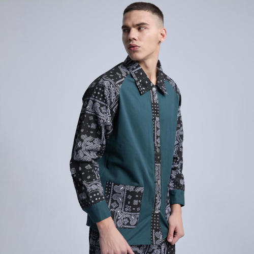 Custom Plunging Sleeve Patchwork Printed Shirts | Street Style Shirts | Touches Dark Original Design Street Style Shirts