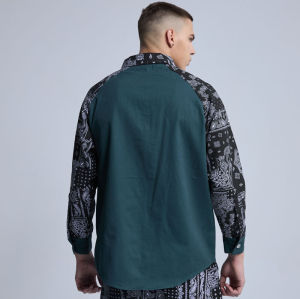 Custom Plunging Sleeve Patchwork Printed Shirts | Street Style Shirts | Touches Dark Original Design Street Style Shirts