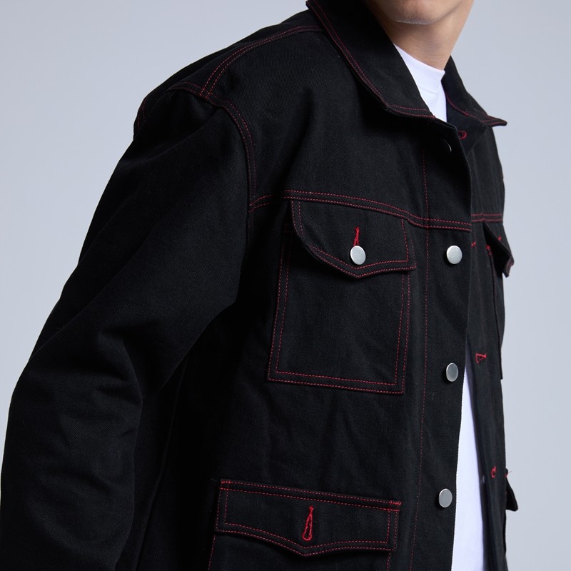 Custom Printed Dark Street Style Denim Jacket Features