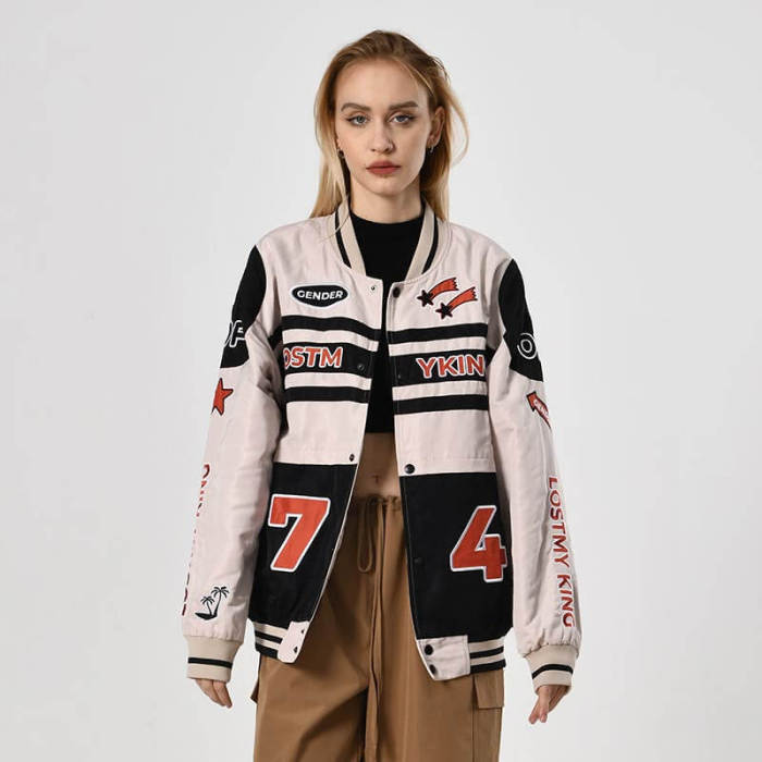 Custom Khaki Nylon Baseball Jacket Racing Jacket | Dark Street Style | Touches Dark Original Design Varsity Jacket