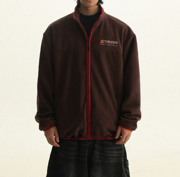 Custom Embroidered Splice Rocker Fleece Jacket | Dark Street Style | Touches Dark Original Design Winter Coat Jacket