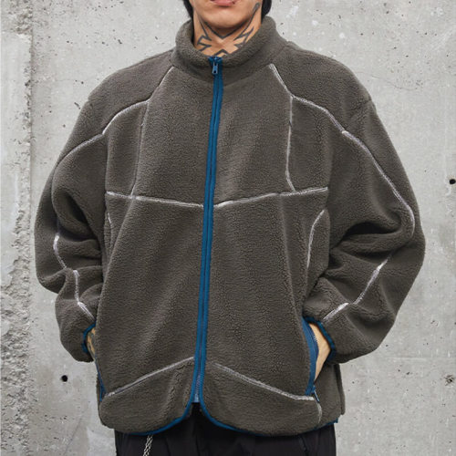 Custom Winter Street Style Patchwork Fleece Jacket | Dark Street Style | Touches Dark Original Design Winter Coat Jacket
