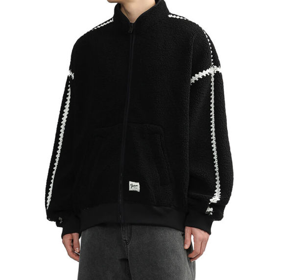 Custom Patchwork Design Fleece Jacket | Dark Street Style | Touches Dark Original Design Winter Coat Jacket