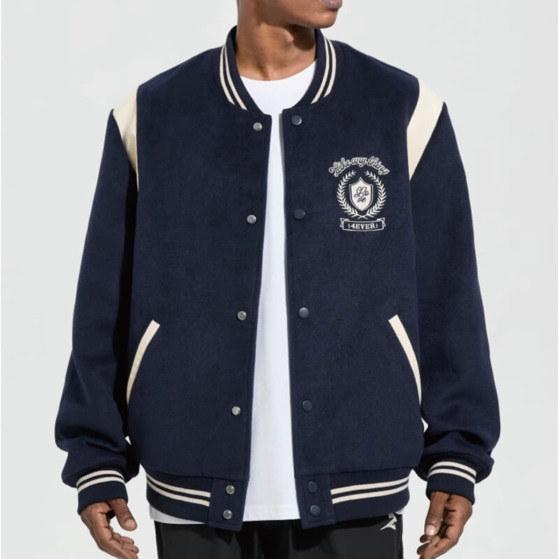 Custom High Street Style Spliced Baseball Jacket Features