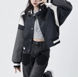 Custom Vintage PU Patchwork Short Baseball Jacket | Dark Vintage Style Jacket | Custom Variety Jacket Manufacturer | OEM & ODM