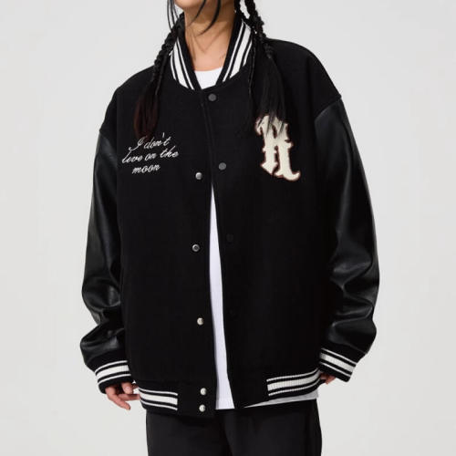 Custom Vintage Spliced Winter Baseball Jacket | Dark Vintage Style Jacket | Custom Variety Jacket Manufacturer | OEM & ODM