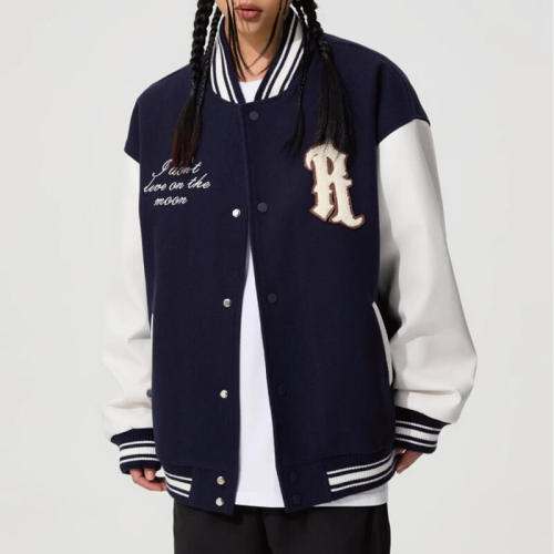 Custom Vintage Spliced Winter Baseball Jacket | Dark Vintage Style Jacket | Custom Variety Jacket Manufacturer | OEM & ODM