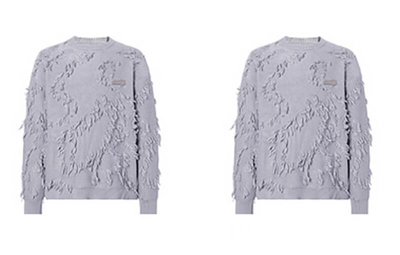 Custom Fringe Jacquard Crew Neck Sweater