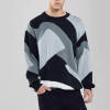 Custom Simple Geometric Colorblock Crew Sweater | Dark Vintage Style Sweater | Custom Sweater Manufacturer | OEM & ODM