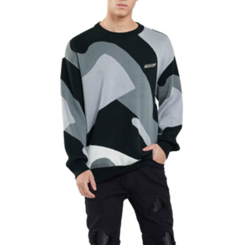 Custom Simple Geometric Colorblock Crew Sweater | Dark Vintage Style Sweater | Custom Sweater Manufacturer | OEM & ODM