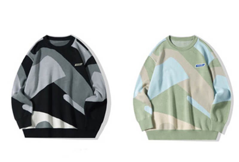 Custom Simple Geometric Colorblock Crew Sweater