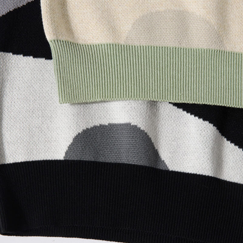 Custom Simple Geometric Colorblock Crew Sweater Features