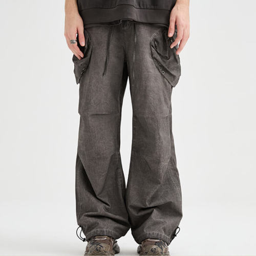 Custom Irregular Washed Cargo Pants | Dark Vintage Style Cargo Pants | Custom Cargo Pants Manufacturer | OEM & ODM