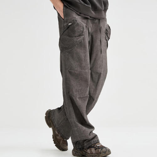 Custom Irregular Washed Cargo Pants | Dark Vintage Style Cargo Pants | Custom Cargo Pants Manufacturer | OEM & ODM