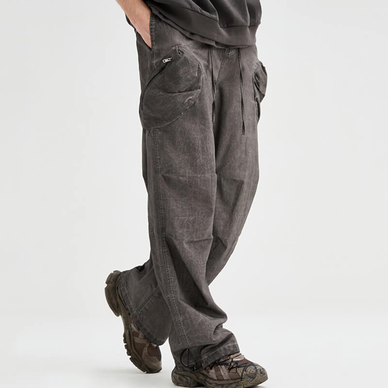 Custom Irregular Washed Cargo Pants Features