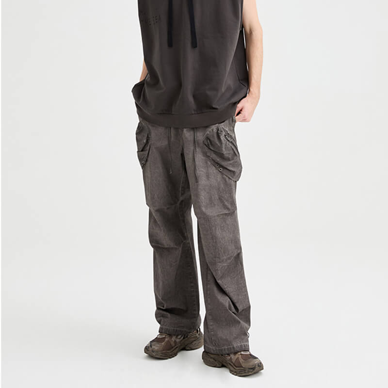 Custom Irregular Washed Cargo Pants Features