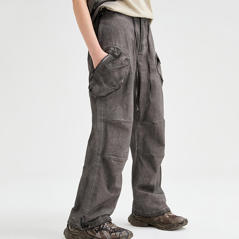 Custom Irregular Washed Cargo Pants Features