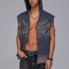 Custom Embroidered Sleeveless Zip Hoodies | Dark Vintage Style Hoodies | Custom Hoodies Manufacturer | OEM & ODM