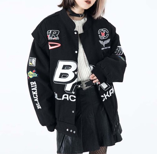 Custom Embroidered Moto Racing Jacket | Dark Street Style | Touches Dark Original Design Baseball Jacket