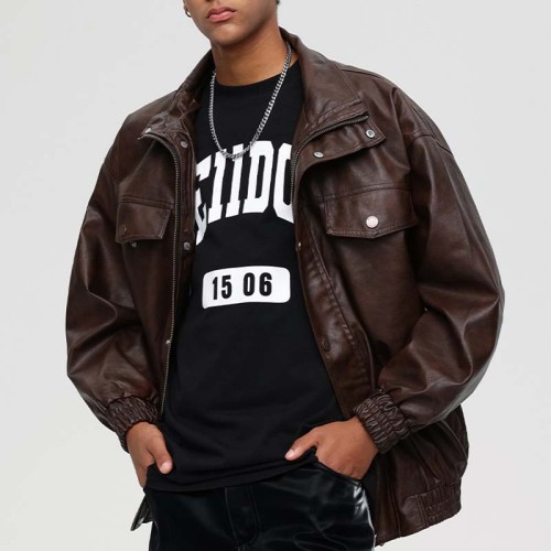 Custom Street Punk PU Leather Jacket | Dark Street Style | Touches Dark Original Design Baseball Jacket