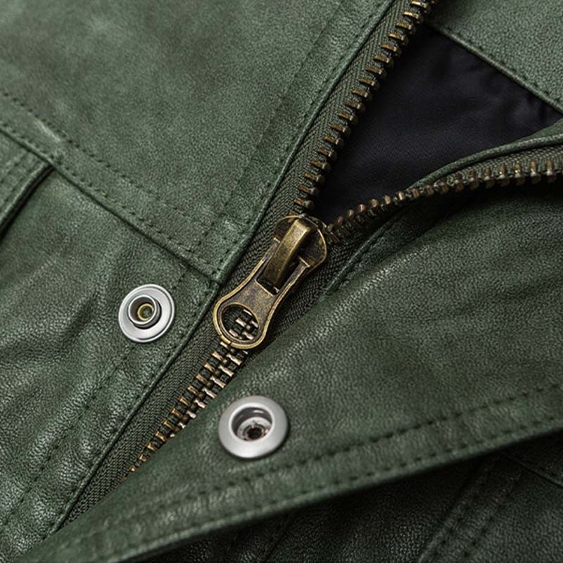 Custom Street Punk PU Leather Jacket Detail