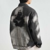 Custom Loong Printed Tie-Dye Denim Jacket | Denim Fabric| Vintage Street Style | Dark Style Streetwear Jacket