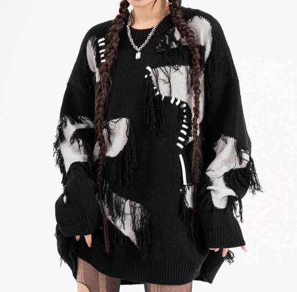 OEM Custom High Street Style Knit Sweater | 50% Viscose 50% Wool | Gothic Styles | Custom Sweater Manufacturer