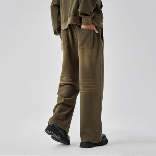 OEM Custom Spray Color Washed Straight Leg Pants | 100% Cotton | Simple Styles | Custom Pants Manufacturer