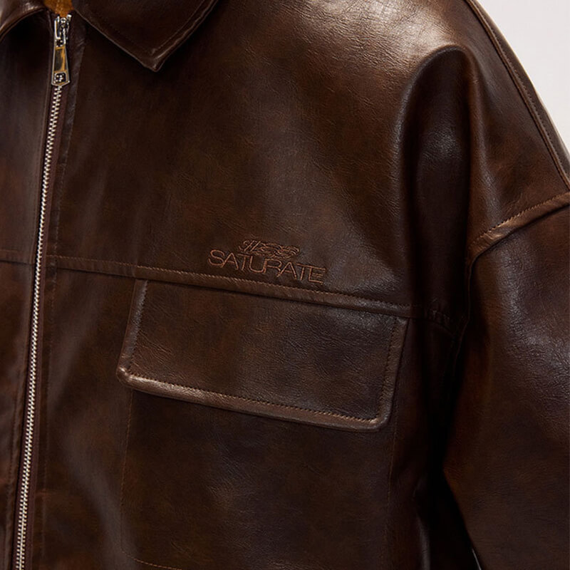 OEM Custom Embroidered Moto Style Leather Jacket Details