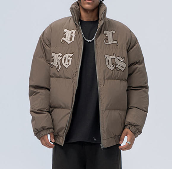 OEM Custom Vintage Embroidered Puffer Jacket | 97% Polyester 3% Other | Custom Vintage Styles Down Coats