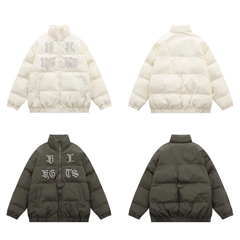 OEM Custom Vintage Embroidered Puffer Jacket