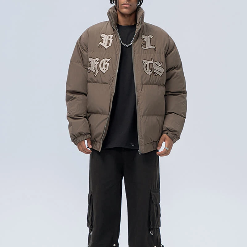 OEM Custom Vintage Embroidered Puffer Jacket Features