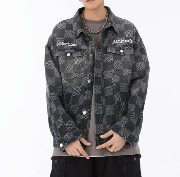 OEM Custom Gradient Embroidered Denim Jacket | Denim Fabric | Vintage Street Style | Dark Style Streetwear Jacket